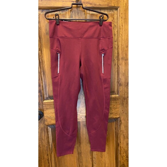 Members Mark High Rise Leggings Womens Burgundy Plus Size XL Zippered Pockets - Picture 2 of 10